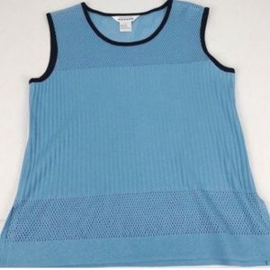 Exclusively MISOOK Sleeveless Stripe Blue Knit Top